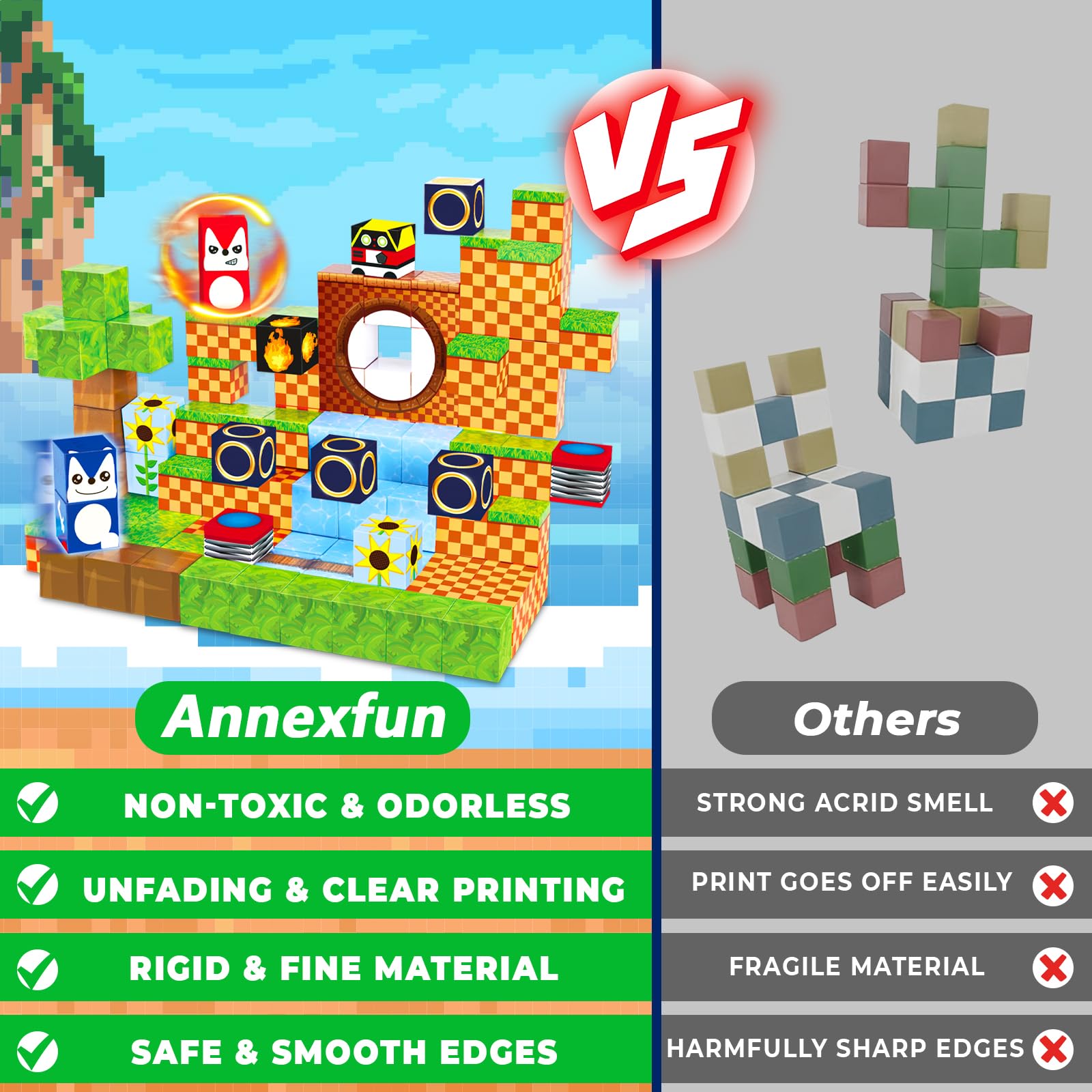 Annexfun blocks with pattern ideas and idea booklet inspiring imaginative structures