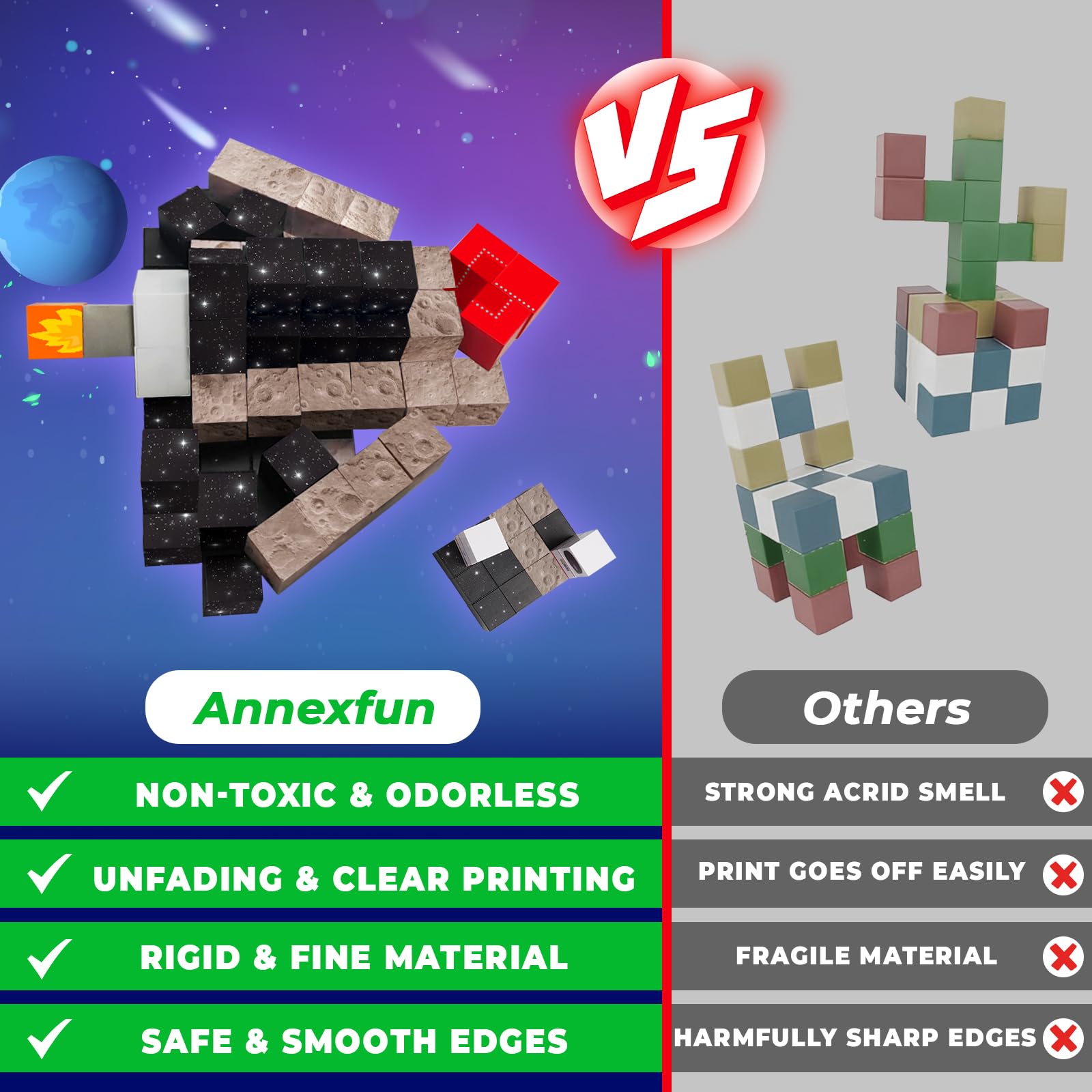 Annexfun magnetic blocks rustle with bells adding sensory feedback during play