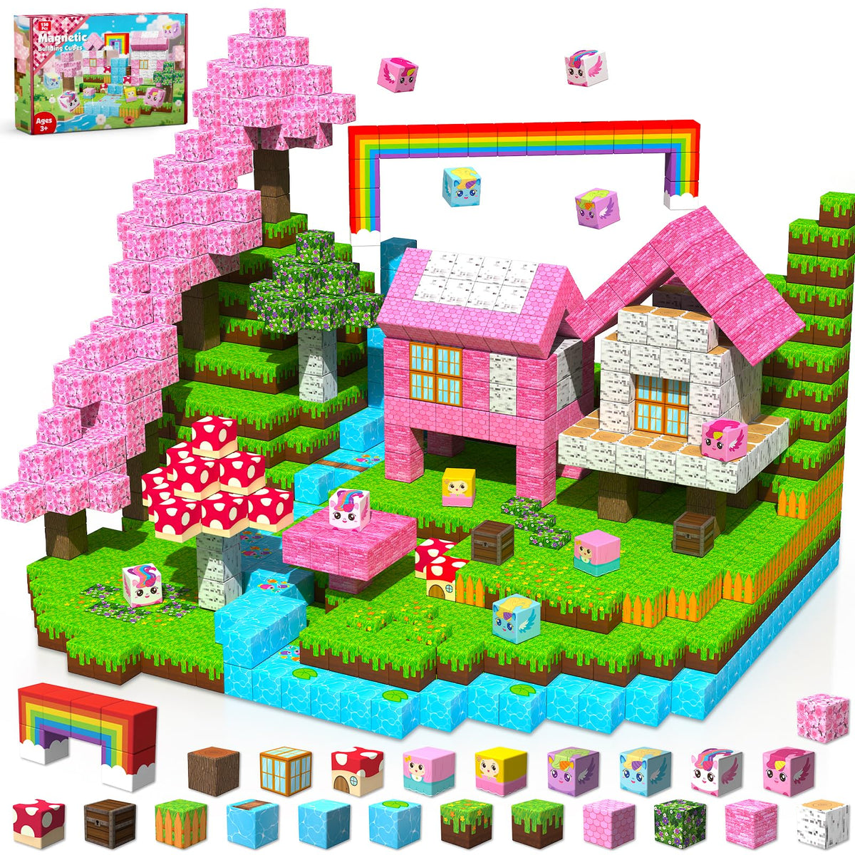 Annexfun Magnetic Blocks unicorn tower for creative STEM play and building confidence