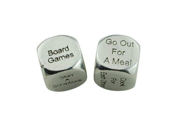 Anniversary Gifts date night ideas dice spread showing 36 possible combinations for couples.