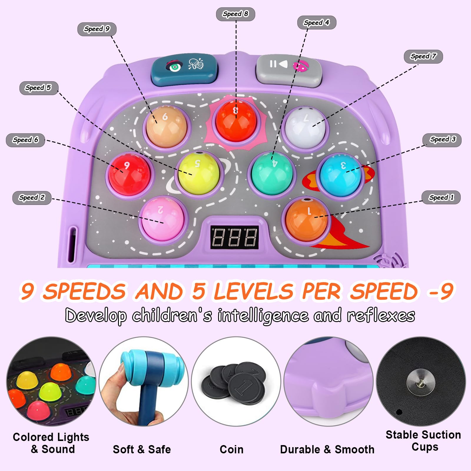 ANNKIE Whack Game Mole colorful balls boost color recognition during play