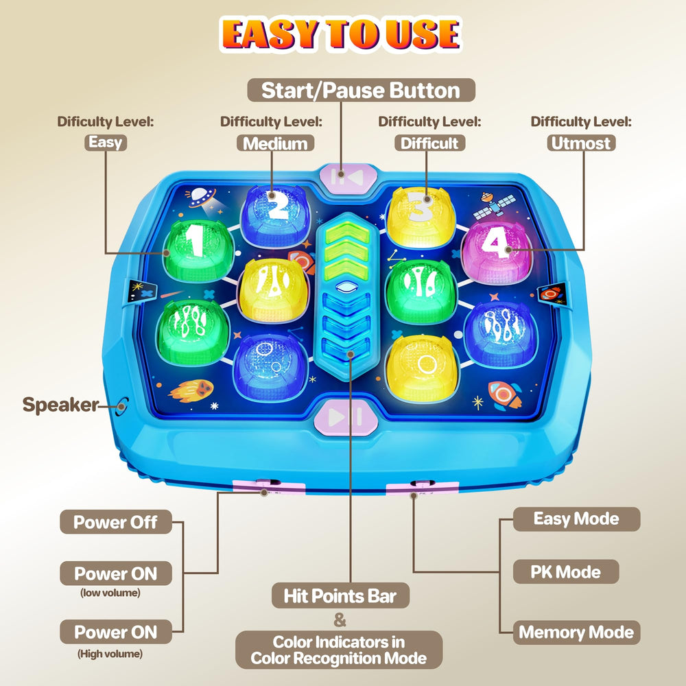 ANNKIE Whack Game Mole compact design fits small play spaces.