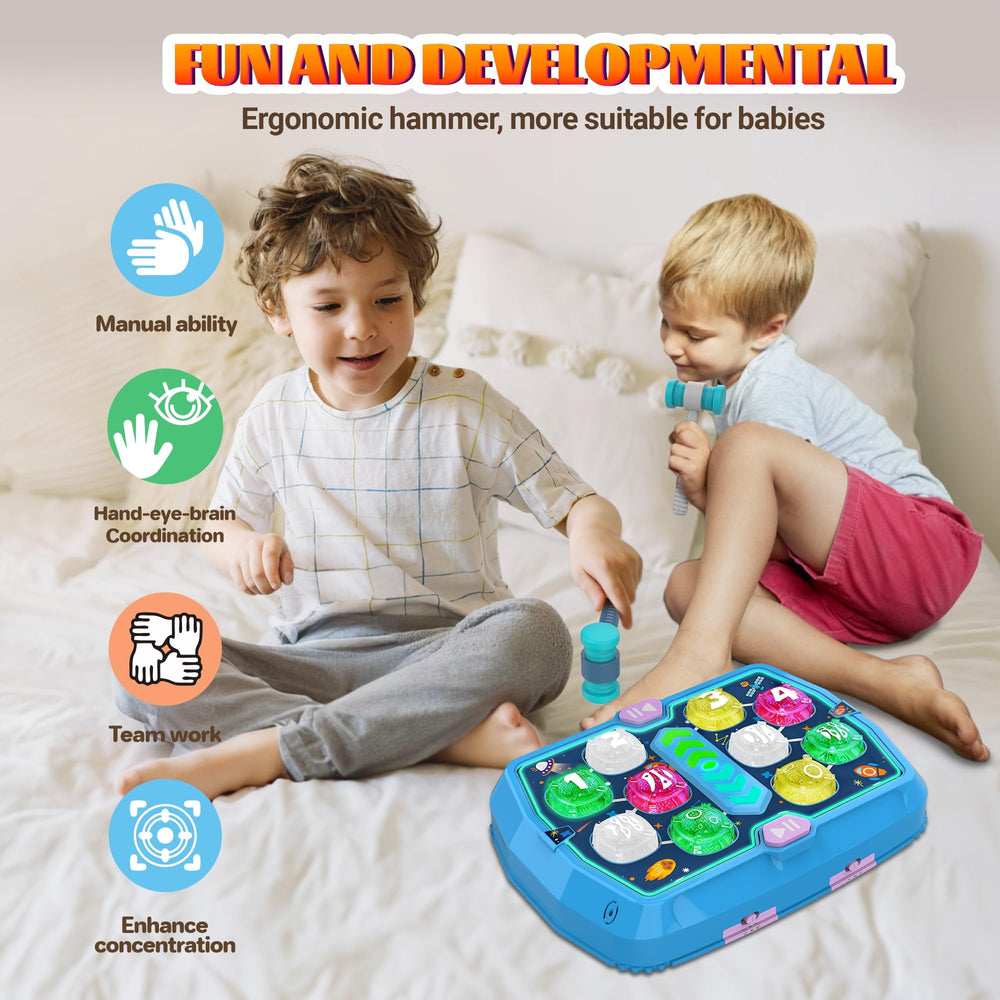 ANNKIE Whack Game Mole music and light add excitement to early play sessions.