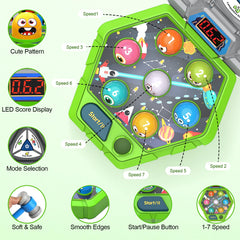 Kids hit light-up balls to trigger sounds and celebrate successes.