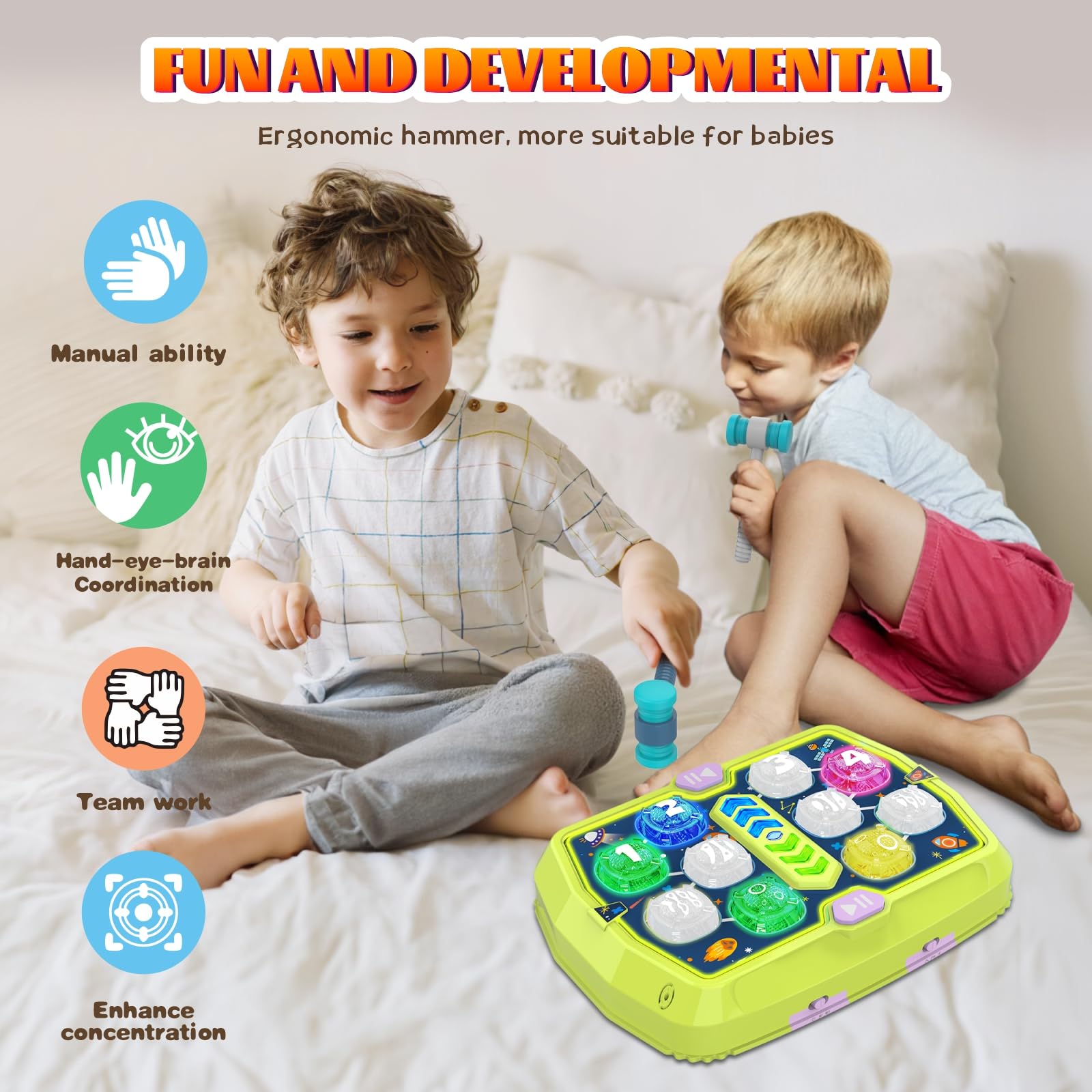 AN NKIE Whack Game Mole Toy with two hammers supports hand-eye coordination
