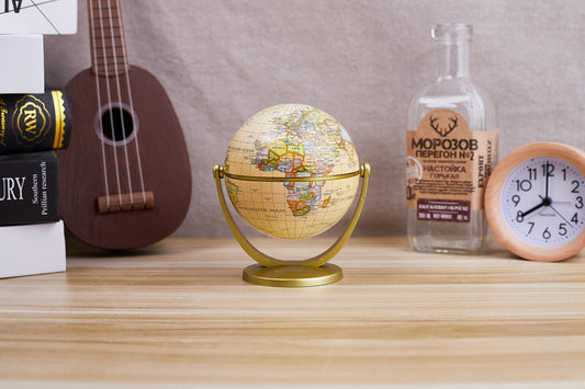 Annova Mini Antique Globe 4in detailed map print for capitals and countries reference