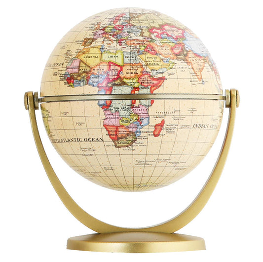 Annova Mini Antique Globe swiveling base for easy desktop viewing and adjustable angles