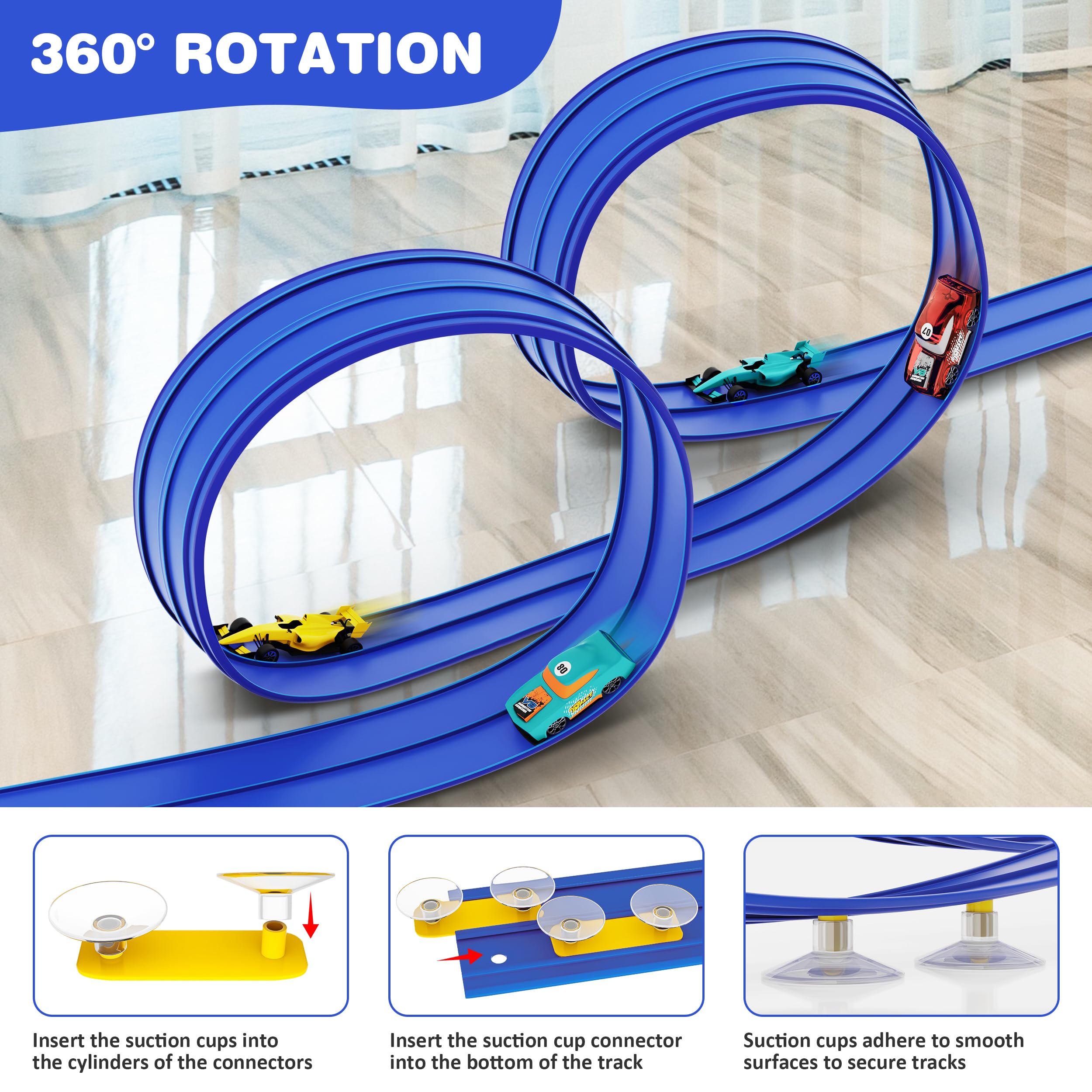 Anoozo suction cups secure the track on any surface