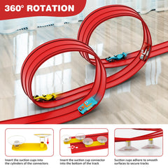 Anoozo two-lane race track illustrating competitive play with small cars