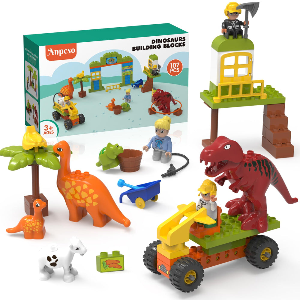 Anpcso dinosaur blocks 107pcs set supports imaginative play and early learning