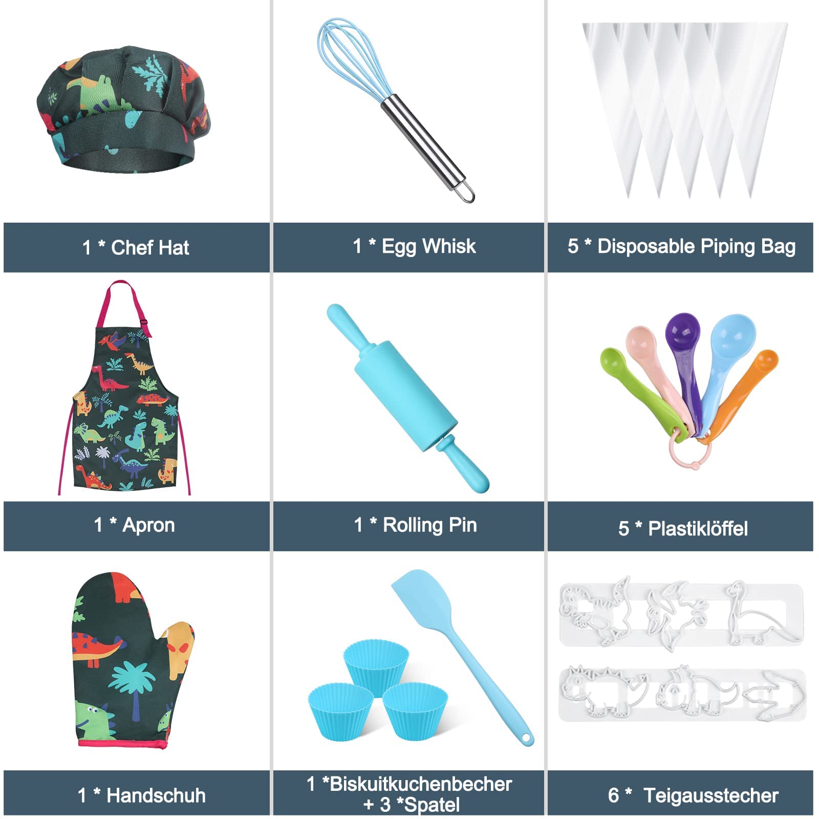 Anpro complete kids cooking set chef hat helps kids role-play as little chefs