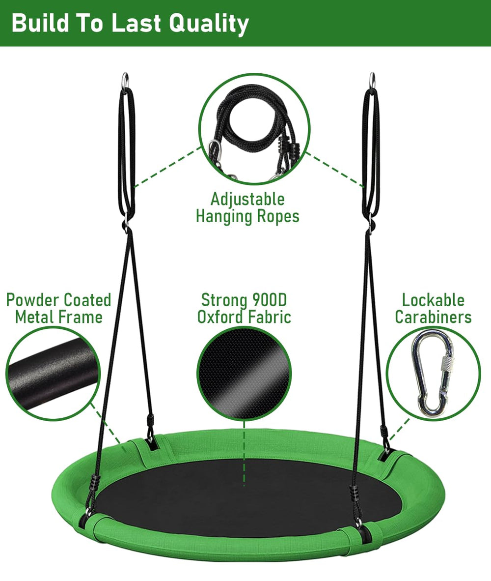 Durable 900D Oxford fabric seat on the Ansionsol saucer swing