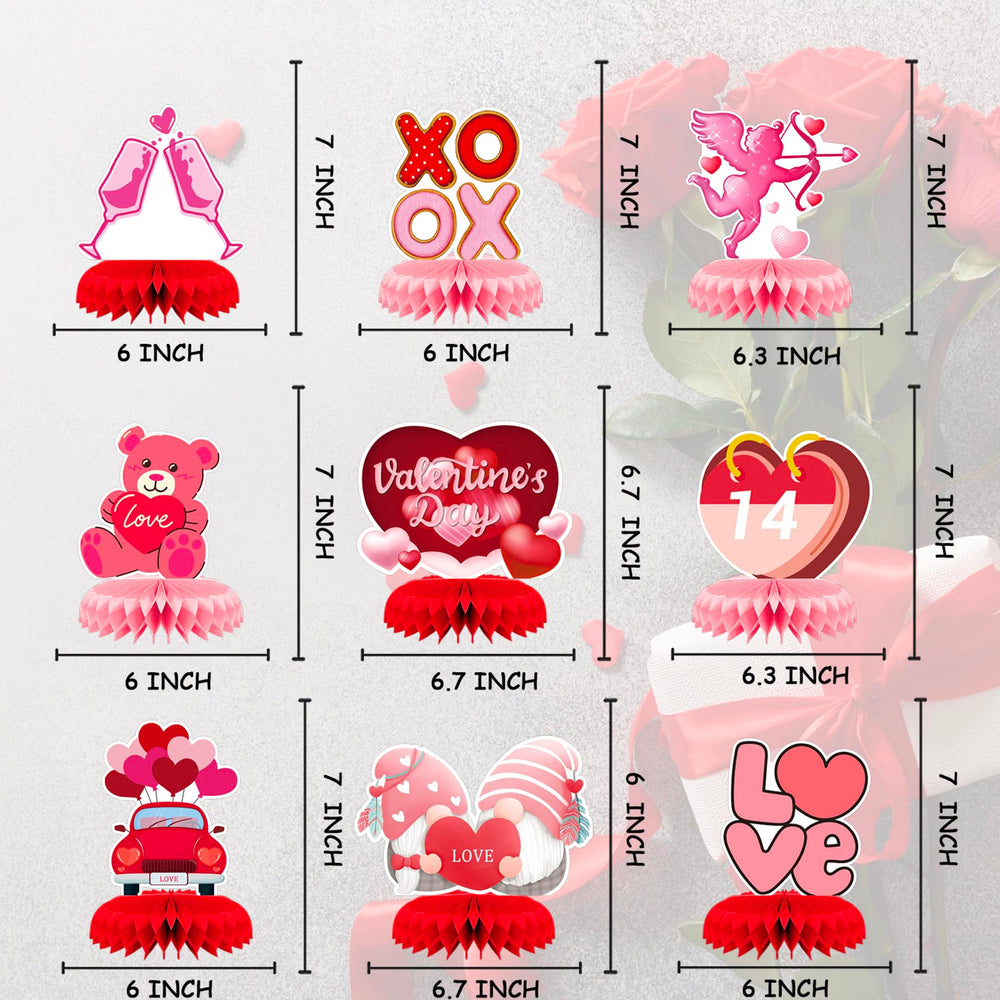 Ansoufien 9-piece pink Valentines table decor for festive gatherings