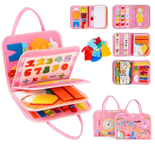 Anstore Busy Board soft felt construction page promotes safe tactile play.