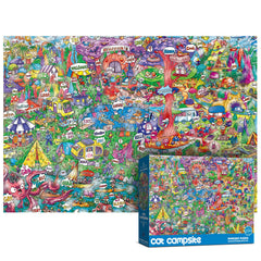 Antelope cat campsite puzzle box art for relaxed leisure.