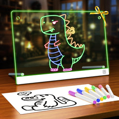 ANTIWAR LED drawing board for kids, front view, glowing doodles brighten playtime.