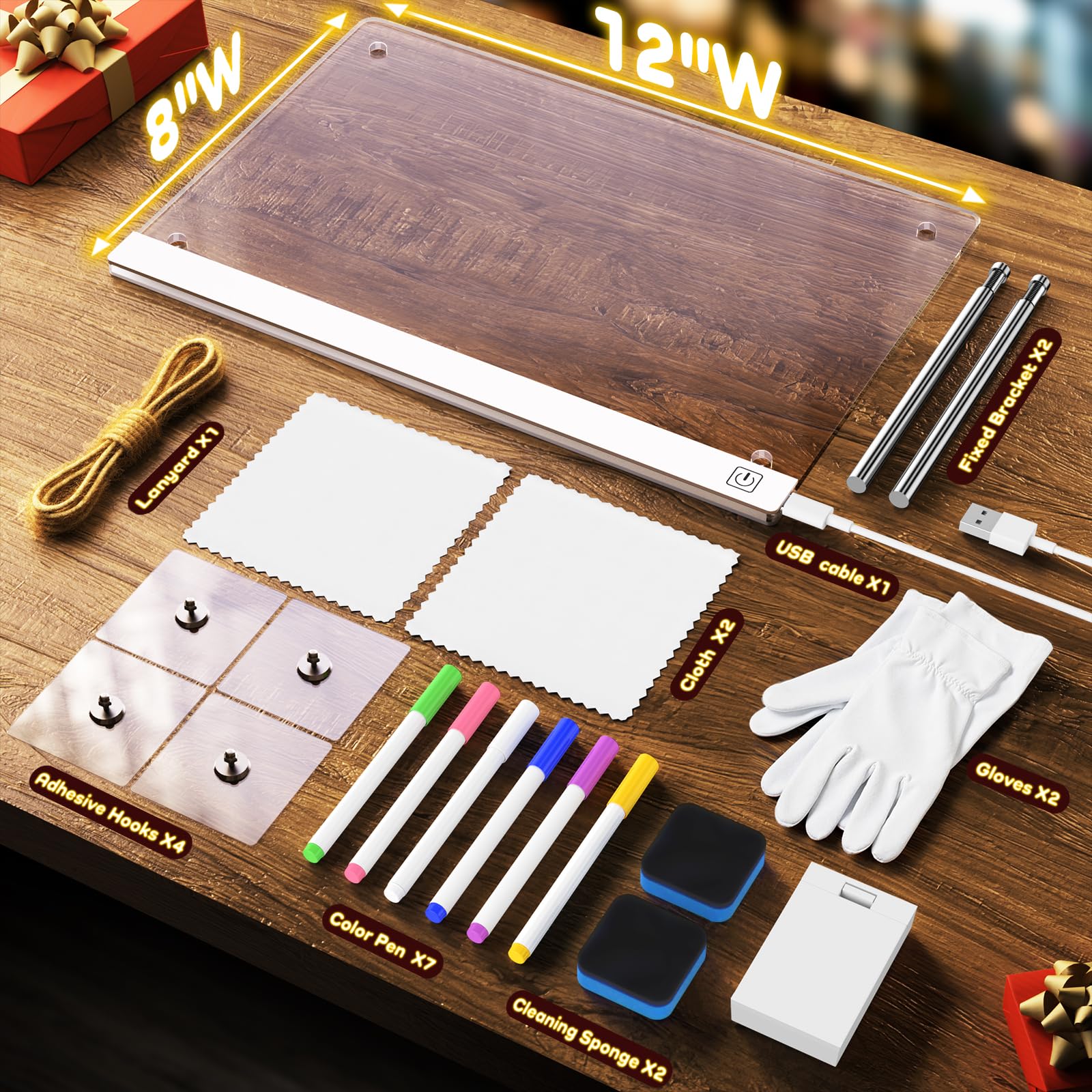 ANTIWAR LED drawing board for kids with soft cleaning cloths for easy erasing.