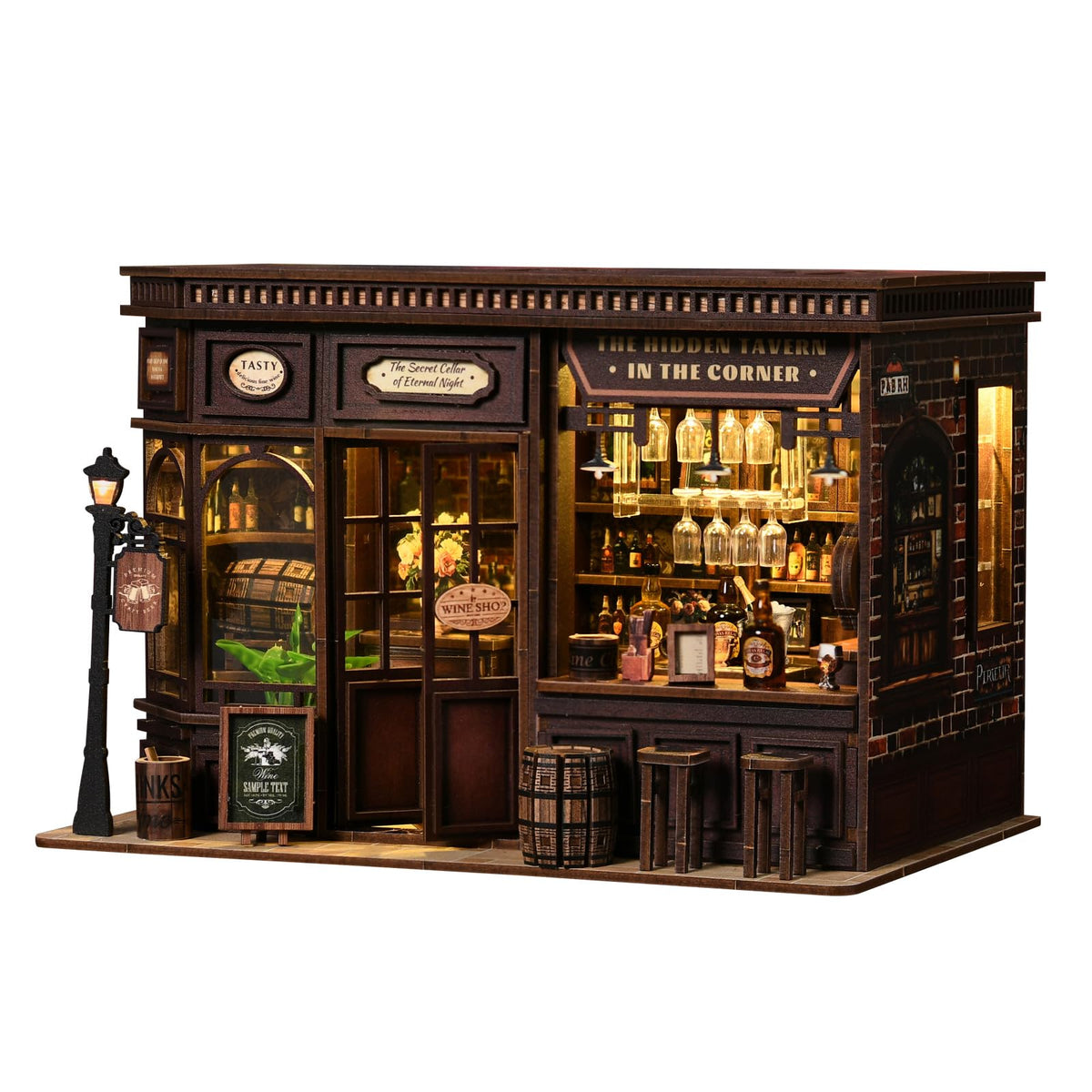 ANTREATU Corner Tavern LED dollhouse glow enhances cozy display and storytelling
