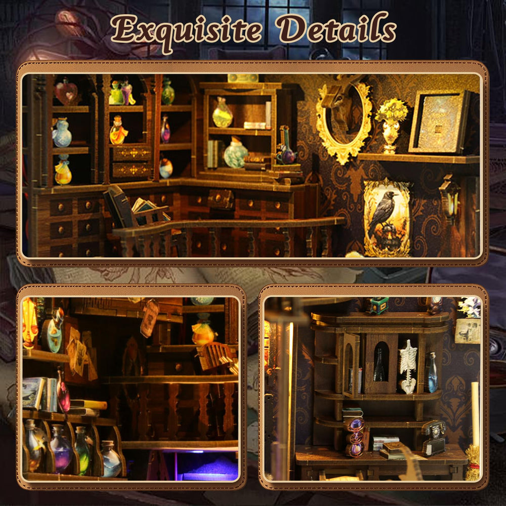ANTREATU Magic Book Nook Kit wood pieces ready for careful assembly.