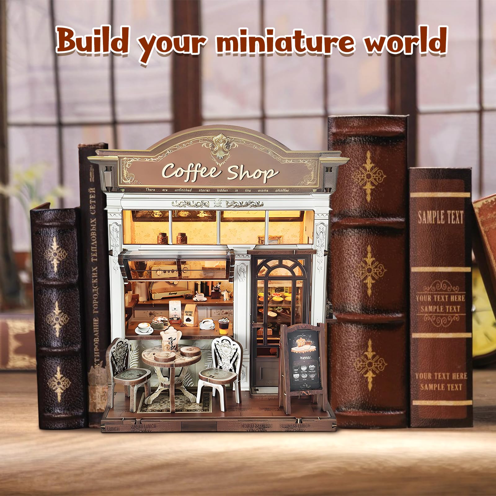 ANTREATU mini house kit showing pre-cut pieces and color guide for easy assembly