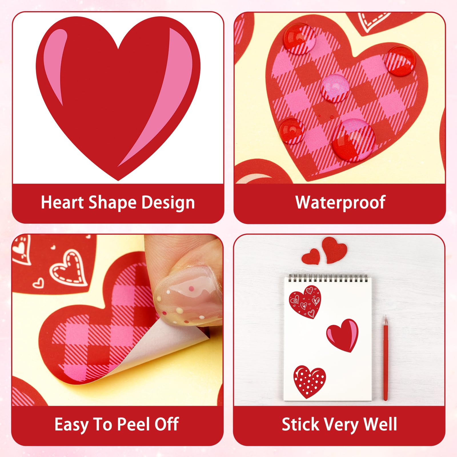 Anwyll heart stickers waterproof surface, long-lasting for craft projects.