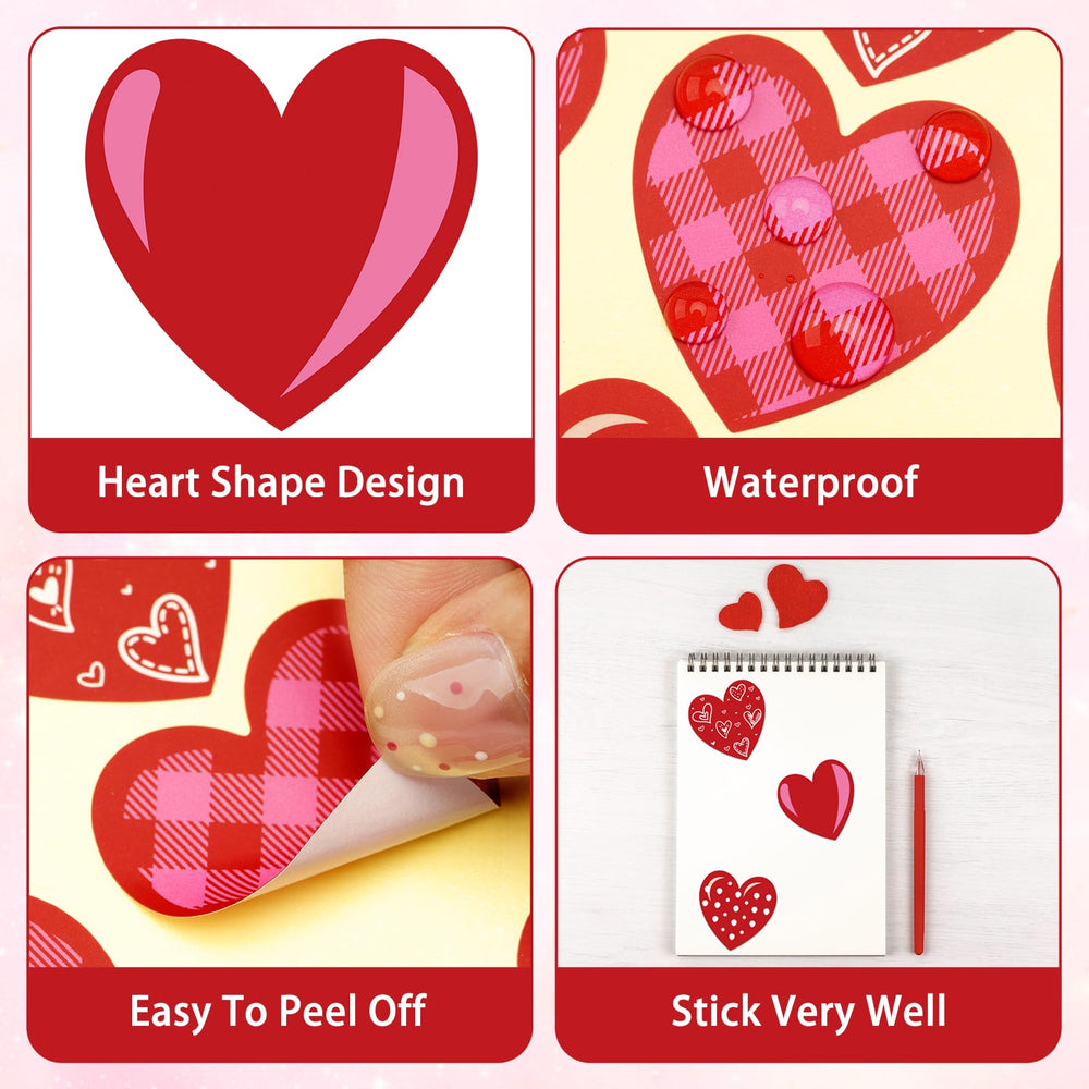 Anwyll heart stickers waterproof surface, long-lasting for craft projects.