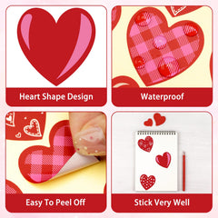 Anwyll heart stickers waterproof surface, long-lasting for craft projects.
