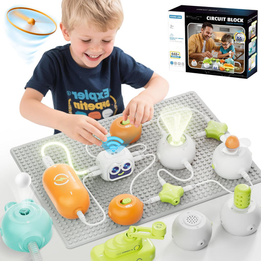 Anyeve science kit showing the 448-project circuit grid for hands-on learning