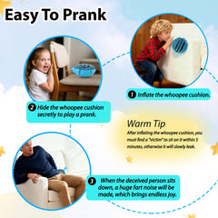ANZUSY whoopie cushion emits realistic fart noises for playful pranks.