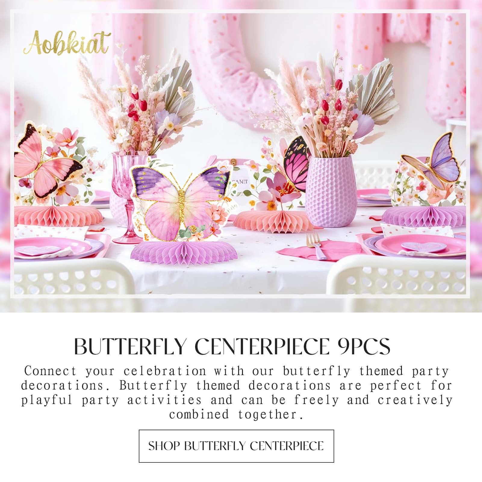 Aobkiat butterfly honeycomb centerpiece with gold foil sequins creates a real butterfly effect.