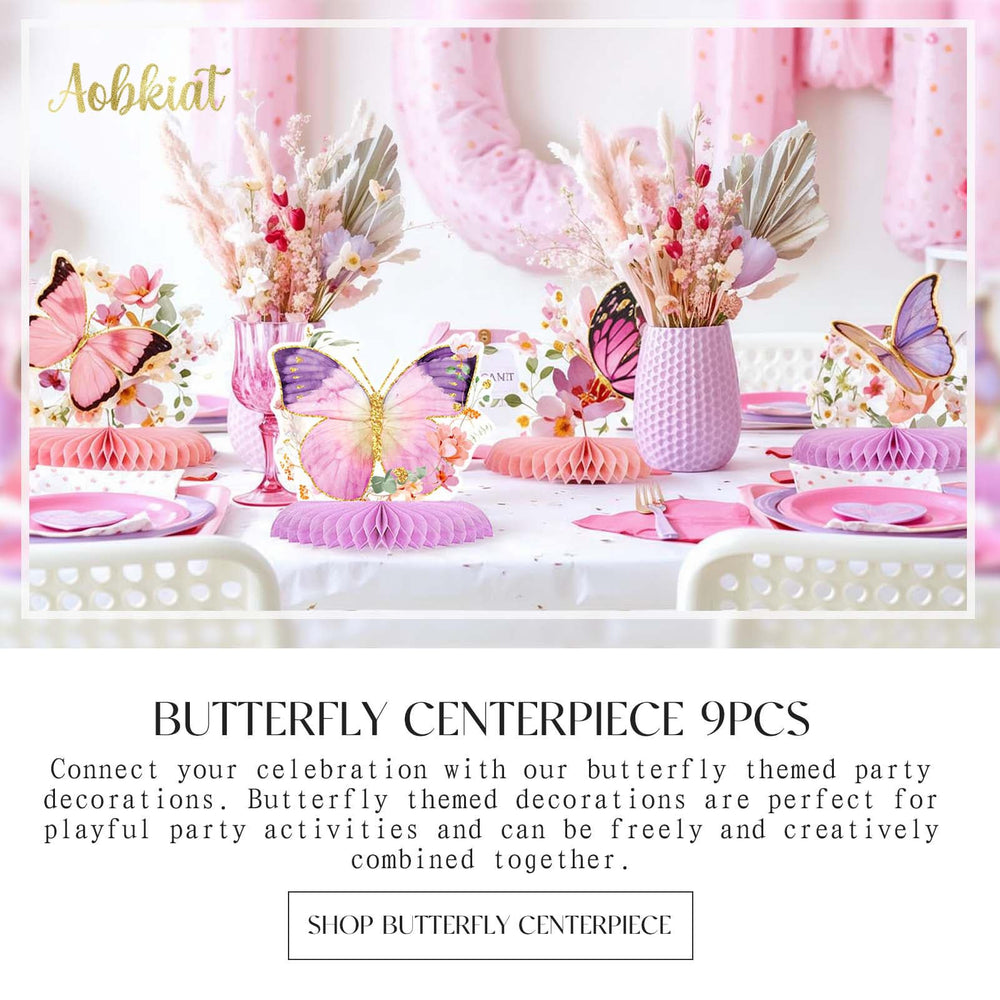 Aobkiat butterfly honeycomb centerpiece with gold foil sequins creates a real butterfly effect.