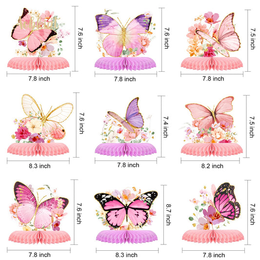 Aobkiat butterfly honeycomb centerpiece in petal pink elevates baby shower decor.