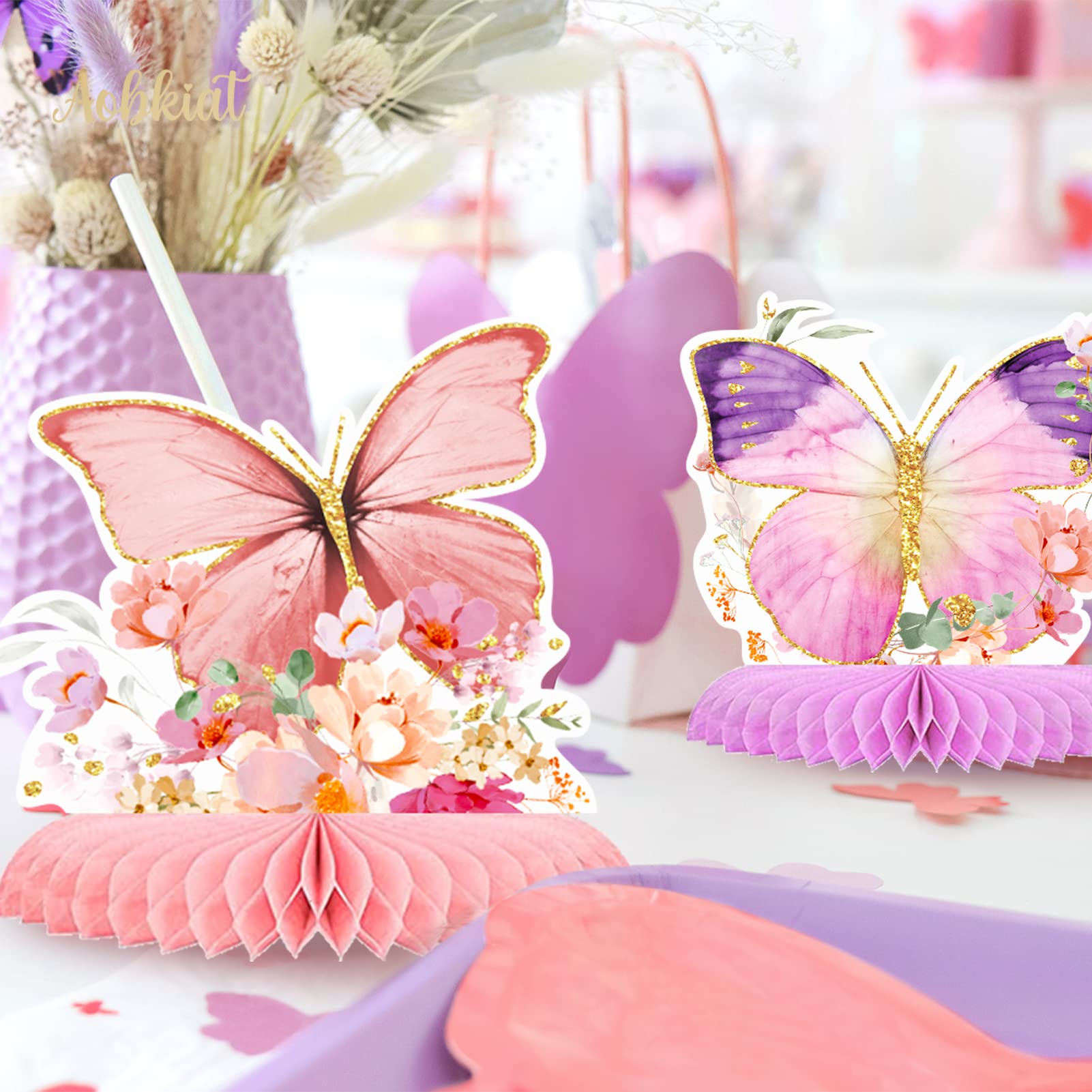 Aobkiat butterfly honeycomb centerpiece in sunshine yellow brightens summer party tables.