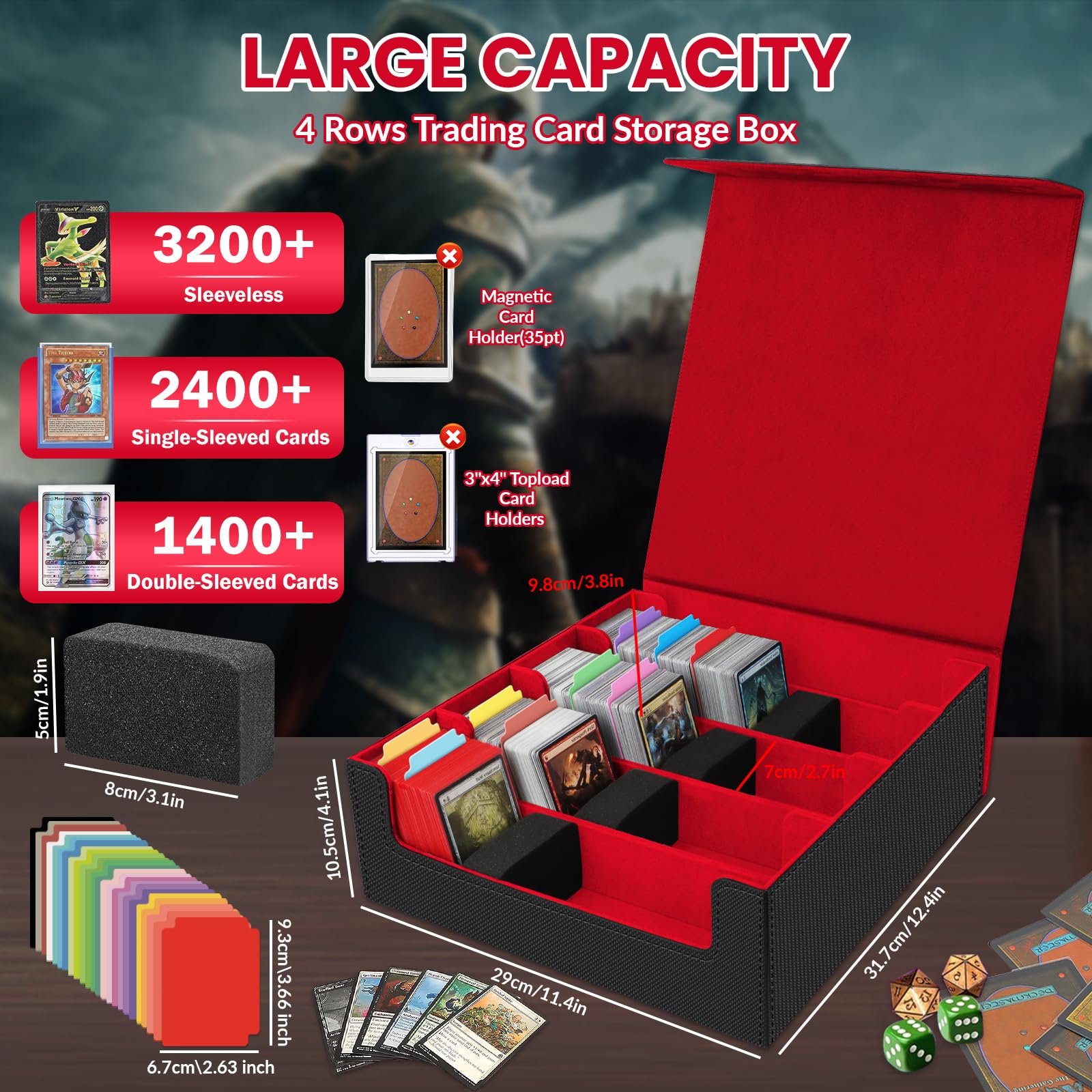 AOBOPLE storage box open with decks reveals ample organized space
