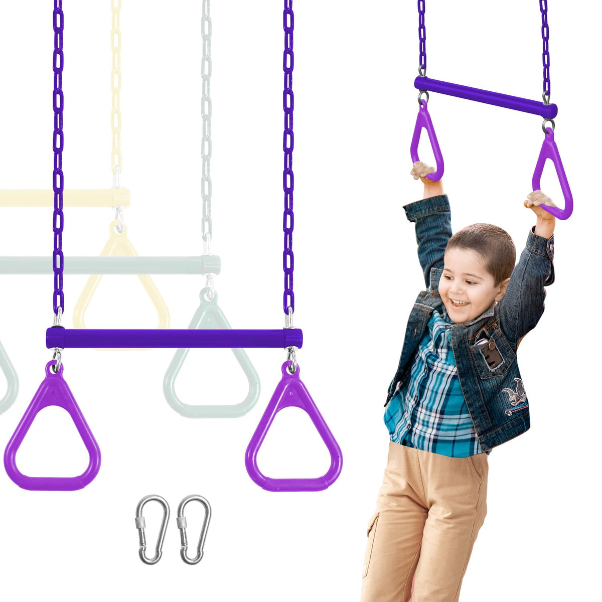AOBOTE duty ring trapeze bar ready for backyard swings with easy hanging.
