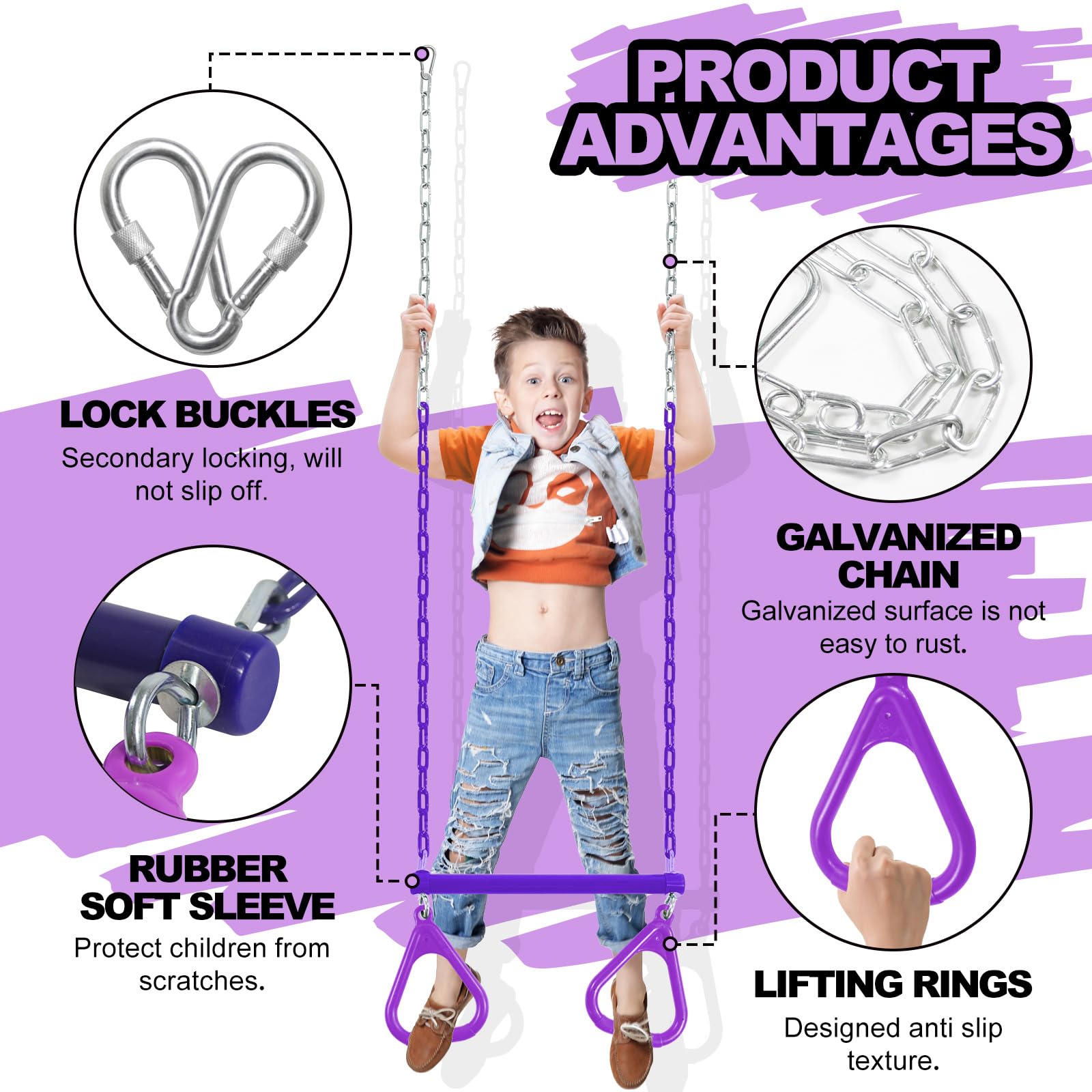 AOBOTE swing set accessory mounted on frame for exercise.