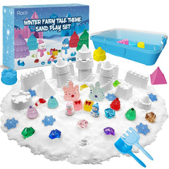 Aocii Kids Sensory Bin snowfield sand with snowmen and castle for imaginative play