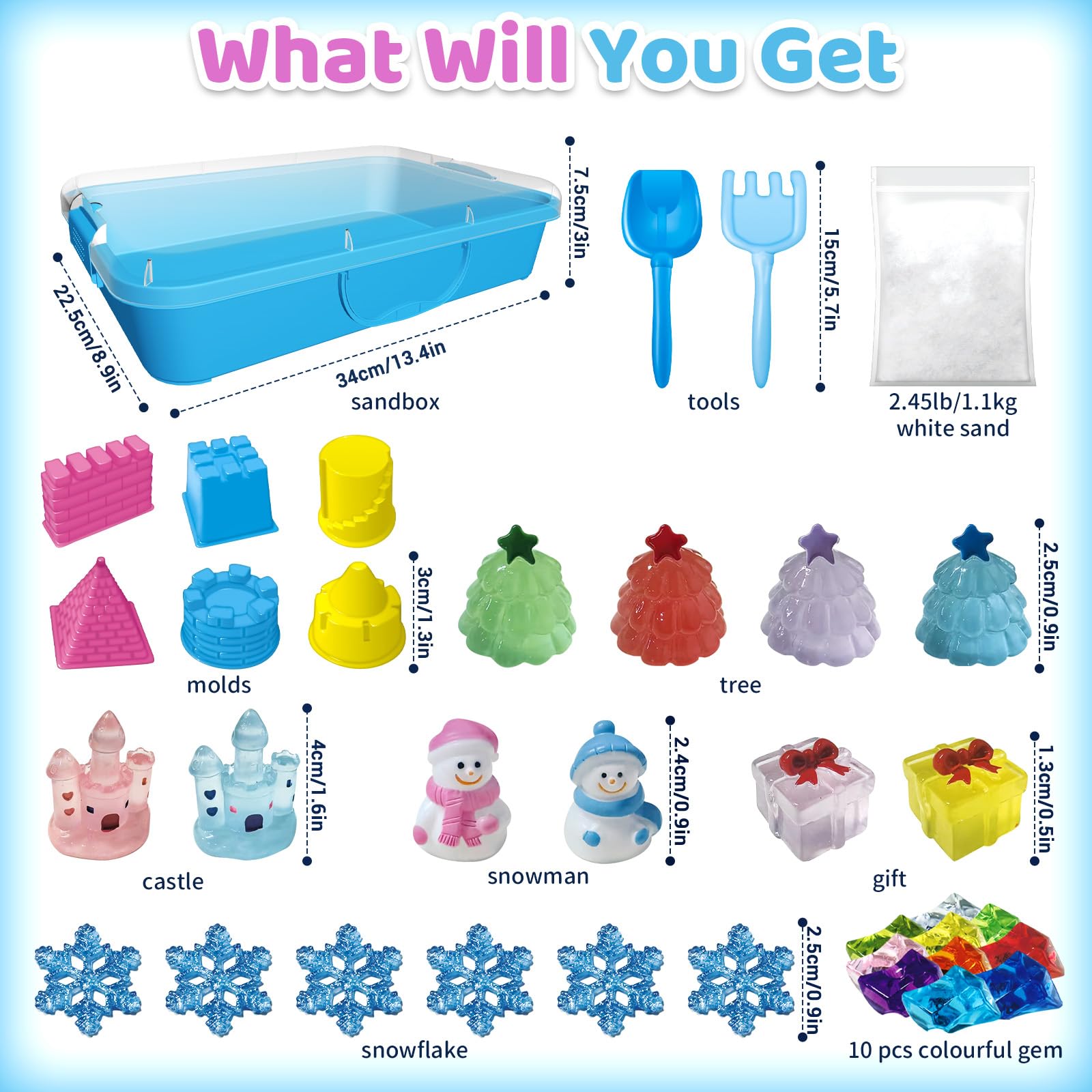 Aocii snowmen and castle accessories in translucent resin for safe, durable play