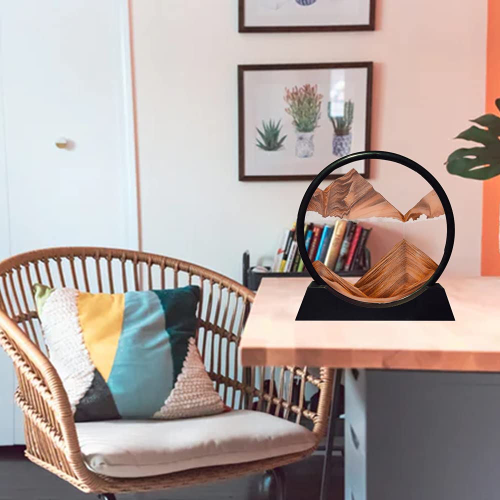 Aoderun desktop decor orange round sand art with kinetic landscape