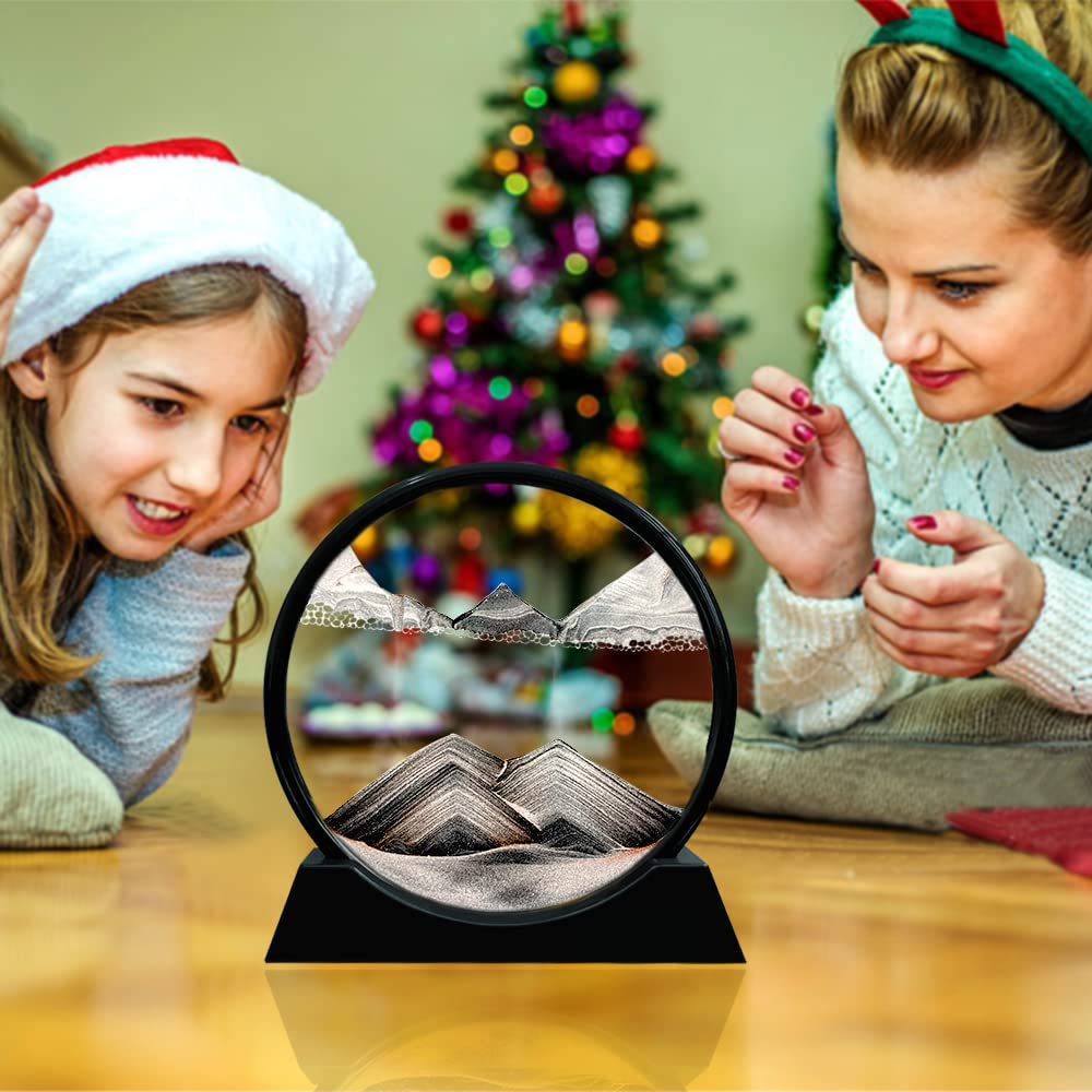 Aoderun gift-ready sand art piece in black round frame.