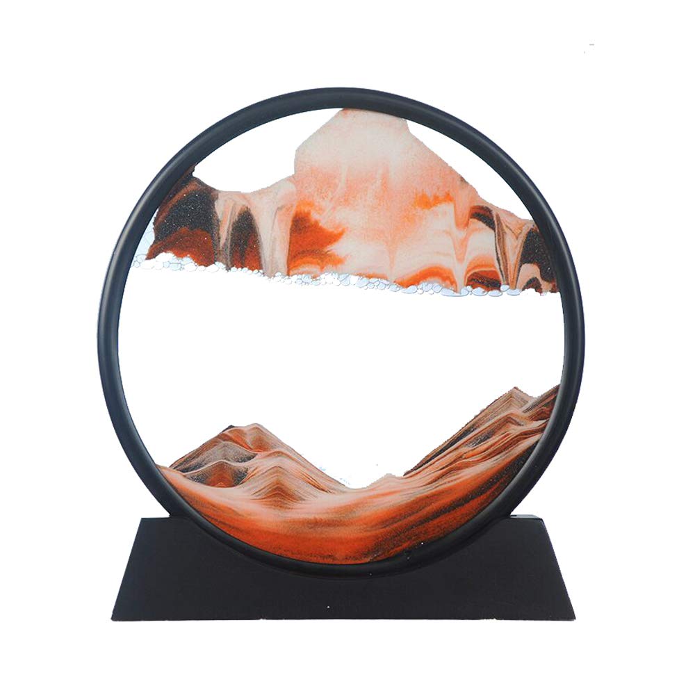 Aoderun moving sand art round glass 12in orange calms the desk space