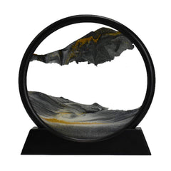 Aoderun moving sand art round glass 7in black calm desk display