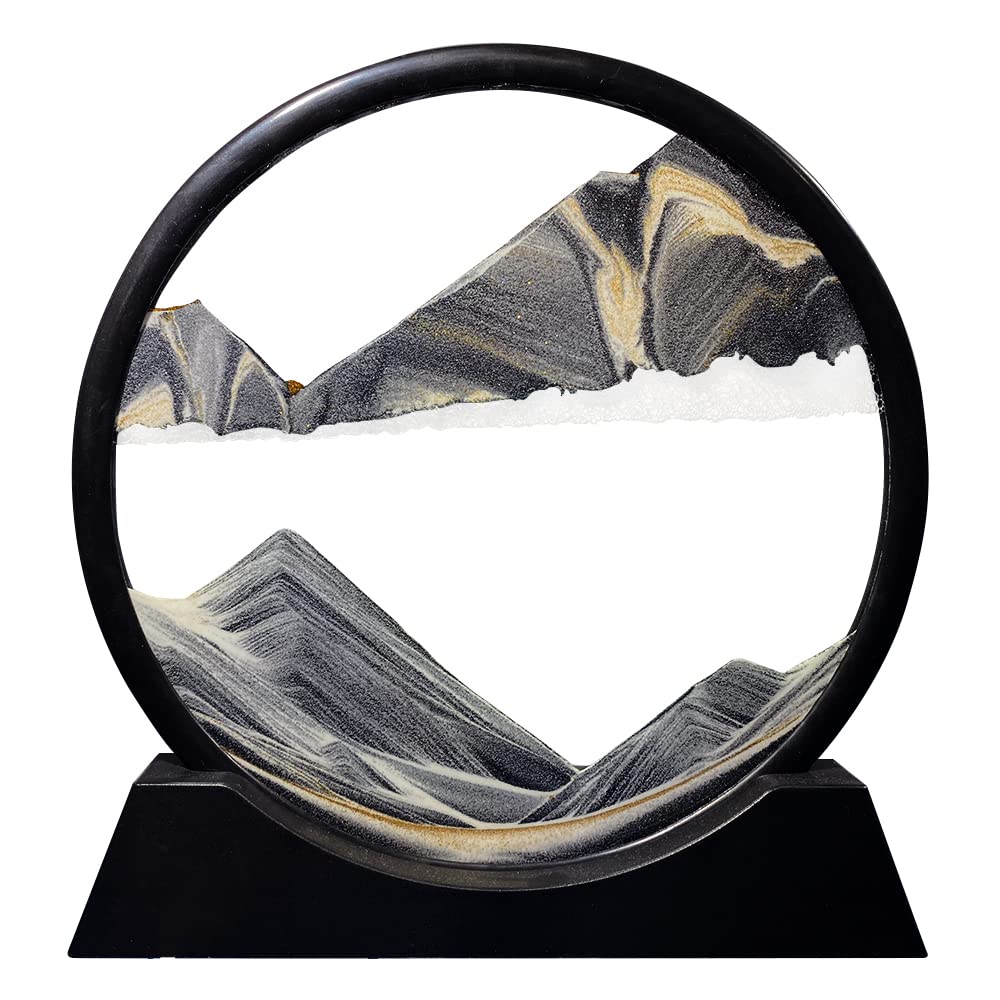 Aoderun moving sand art round glass with deep-sea flow for desk relaxation.
