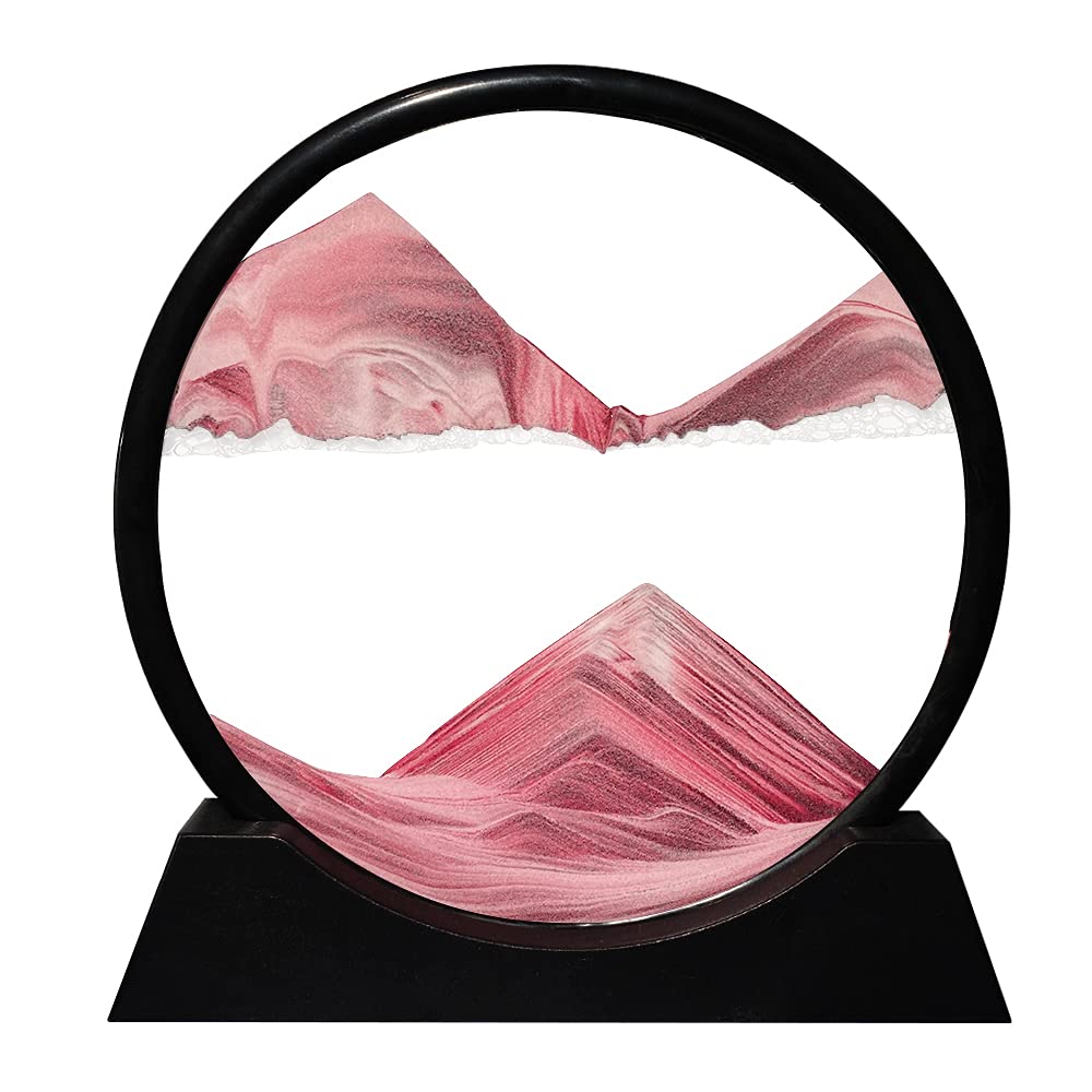 Aoderun moving sand art round glass provides calming visuals for a productive desk ambiance.
