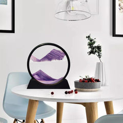 Aoderun round sand picture in purple glass relaxes eyes during breaks at work.