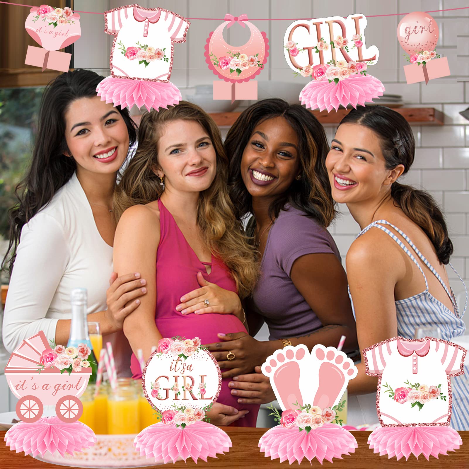 Aodocuto it's a girl floral design card adds festive flair