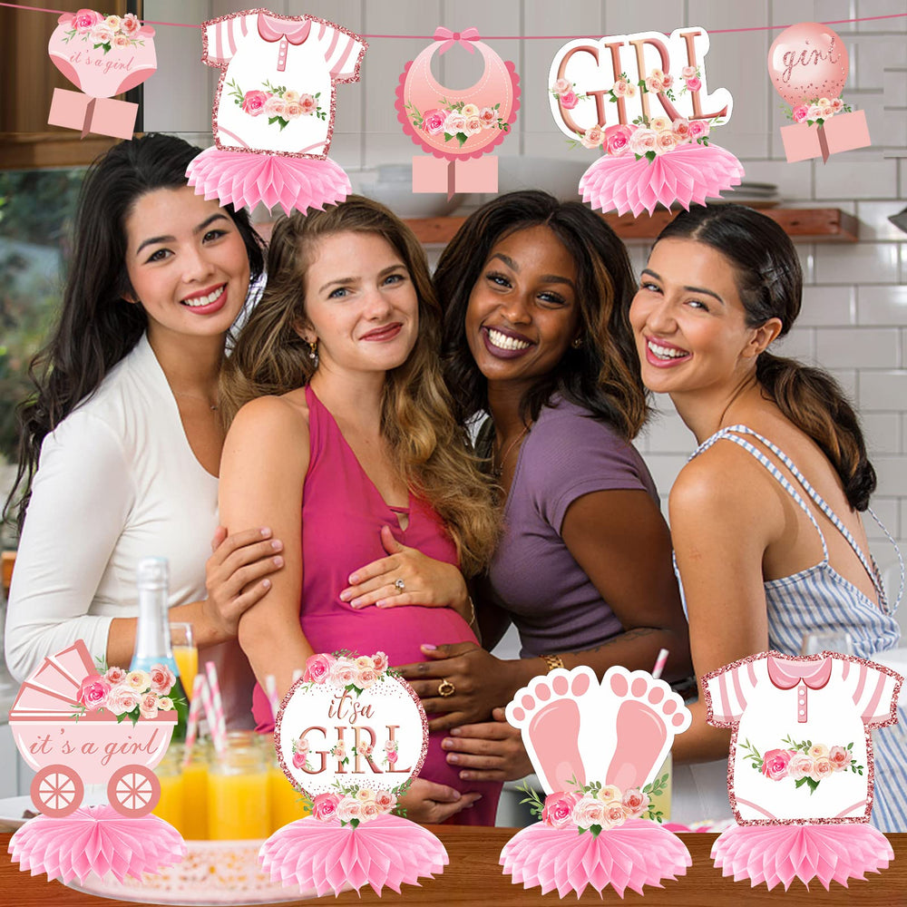 Aodocuto it's a girl floral design card adds festive flair