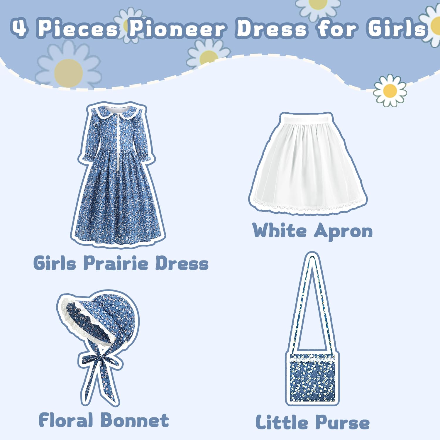 Aoiviss Girls Pioneer Dress blue purse-detail highlights tiny accessory for coordinated look
