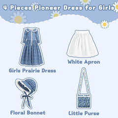 Aoiviss Girls Pioneer Dress blue purse-detail highlights tiny accessory for coordinated look