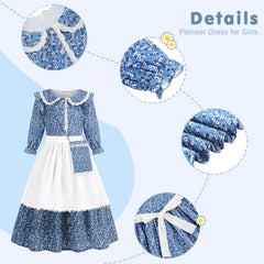 Aoiviss Girls Pioneer Dress blue sleeves elastic-cuff close-up